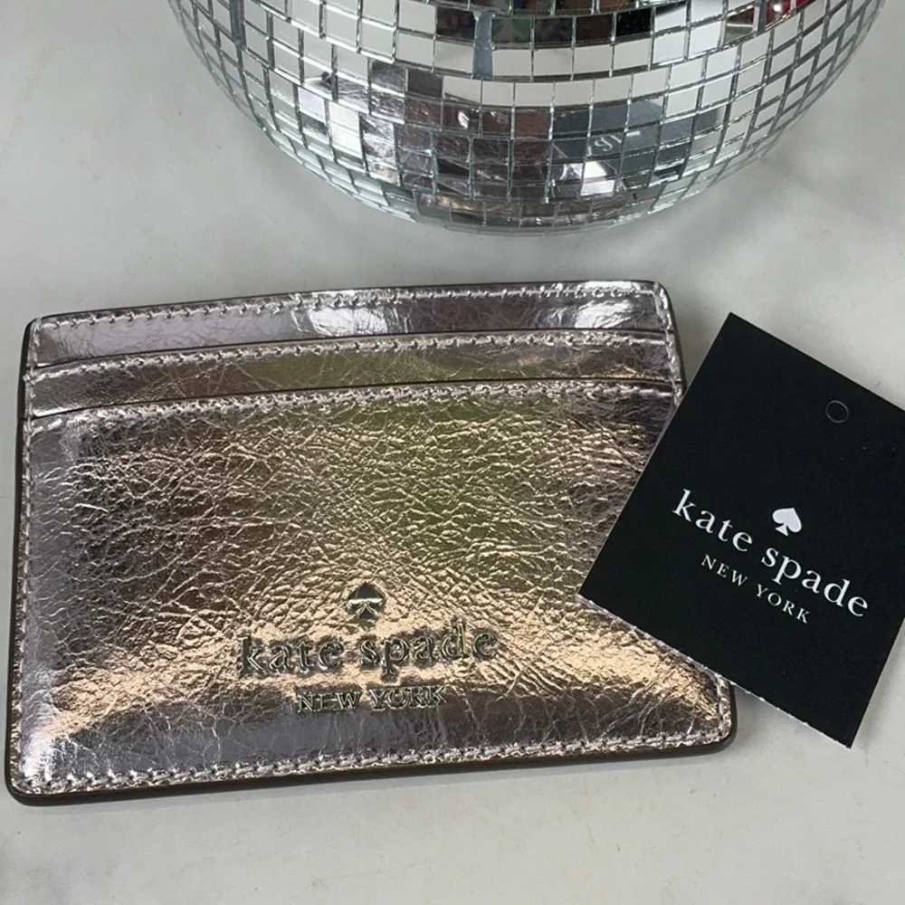 Kate Spade Lilac Moon Madison Crinkle Card Holder Slim‎ Metallic Small Wallet